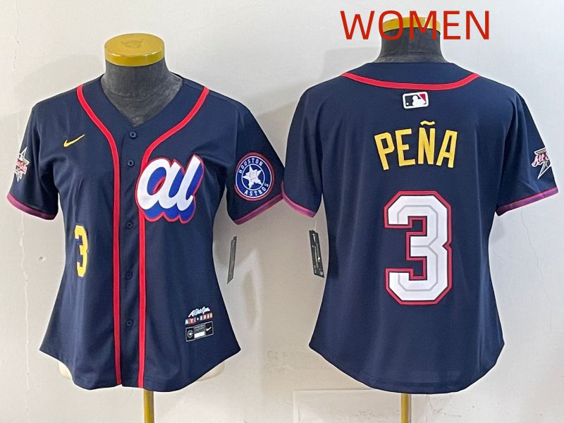 Women 2025 Houston Astros #3 Pena Drak Blue All star Nike MLB Jersey style 12